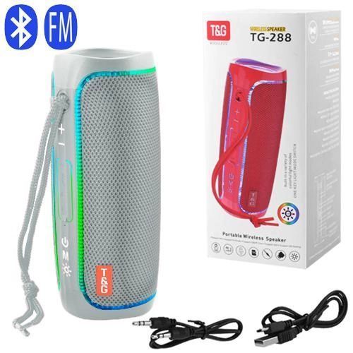 Портативная Bluetooth колонка с LED подсветкой TG288, аккумуляторная колонка для музыки. Цвет: серый 00017652 фото