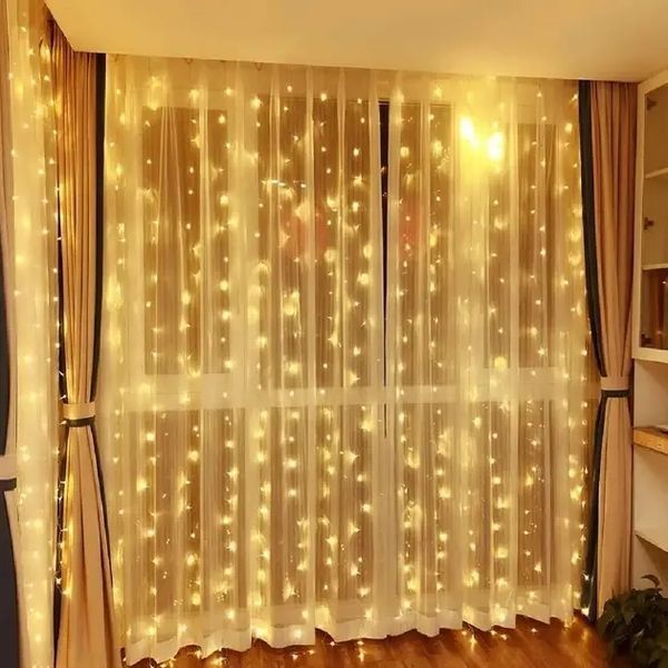 Гирлянда-штора Водопад 3х2 м, 200 LED световой занавес со статическим режимом, теплый белый 220 Вт 00024712 фото
