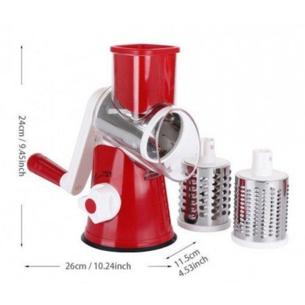 Овощерезка мультислайсер Tabletop Drum Grater Kitchen Master Терка для овощей и фруктов 3 насадки. Цвет: красный 00020135 фото