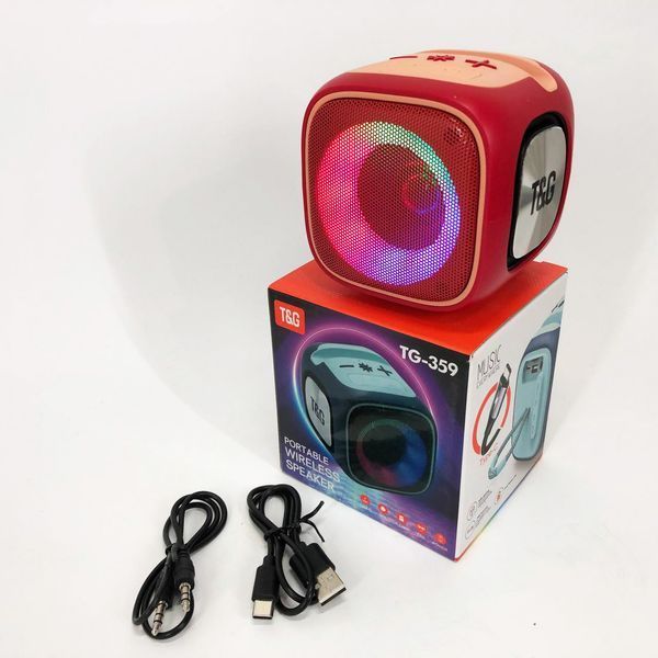 Портативная Bluetooth колонка TG359 7W с RGB подсветкой, Громкая блютуз колонка. Цвет: красный 00017255 фото
