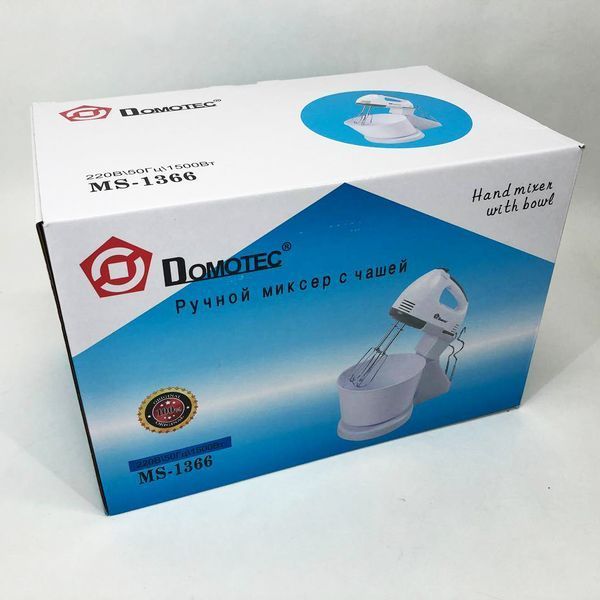Миксер бытовой 7 скоростей с чашей 2 л Domotec MS-1366, миксер кухонный стационарный, кухонный тестомес 00018952 фото