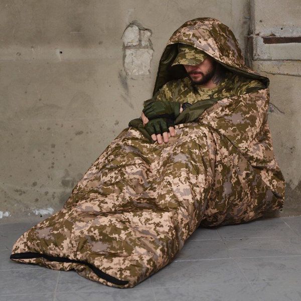 Большой спальный мешок до -25, тактический зимний спальник, военный пиксель 00018426 фото