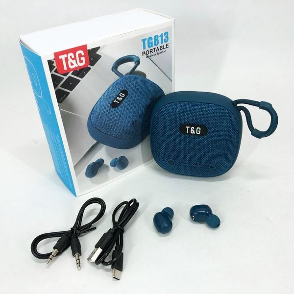 Колонка-Bluetooth із навушниками TG813. Колір: синій 00017753 фото