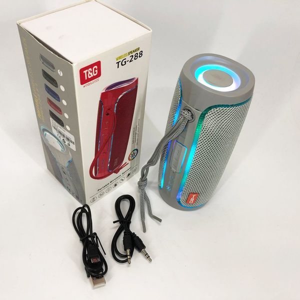 Портативная Bluetooth колонка с LED подсветкой TG288, аккумуляторная колонка для музыки. Цвет: серый 00017652 фото