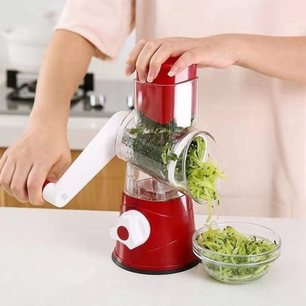Овощерезка мультислайсер Tabletop Drum Grater Kitchen Master Терка для овощей и фруктов 3 насадки. Цвет: красный 00020135 фото