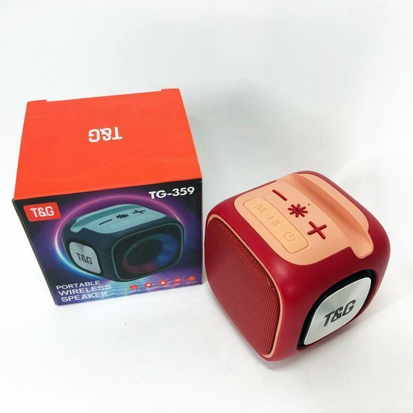 Портативная Bluetooth колонка TG359 7W с RGB подсветкой, Громкая блютуз колонка. Цвет: красный 00017255 фото