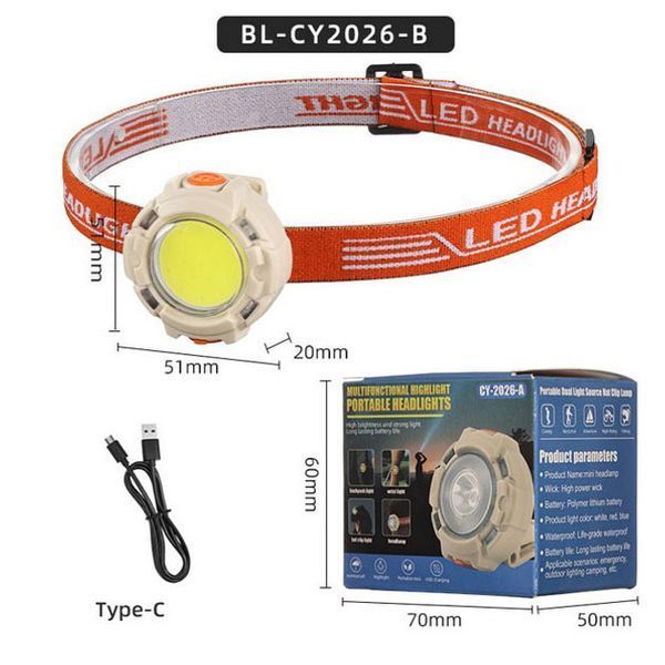 Ліхтар налобний CY-2026-B-COB+2LED(red)+2LED(blue) 00023225 фото