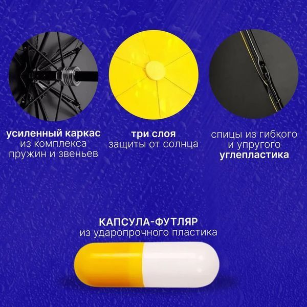 Компактна парасолька в капсулі-футлярі Жовтий, маленька парасолька в капсулі. Колір: жовтий 00018308 фото