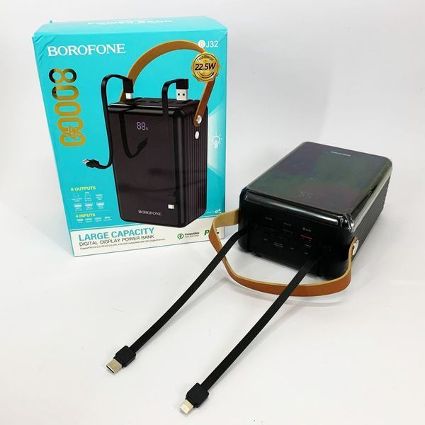 Внешний аккумулятор повербанк BOROFONE BJ32 power bank 80000mAh быстрая зарядка 22.5W 00017738 фото
