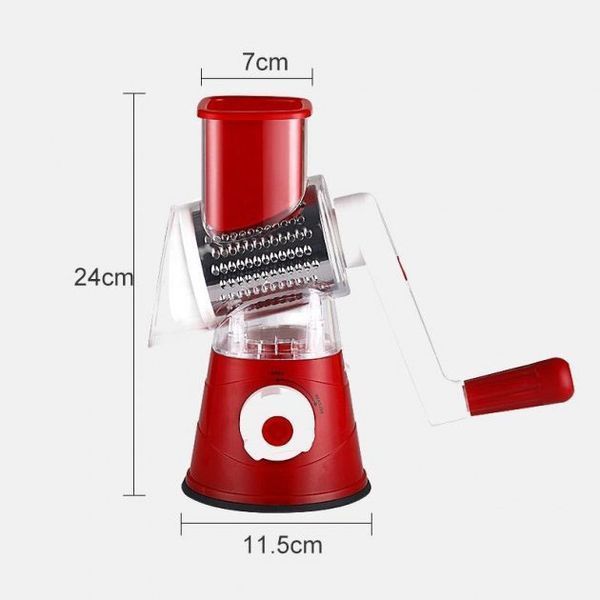 Овощерезка мультислайсер Tabletop Drum Grater Kitchen Master Терка для овощей и фруктов 3 насадки. Цвет: красный 00020135 фото