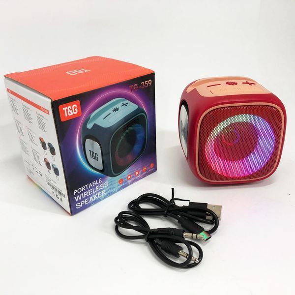 Портативная Bluetooth колонка TG359 7W с RGB подсветкой, Громкая блютуз колонка. Цвет: красный 00017255 фото
