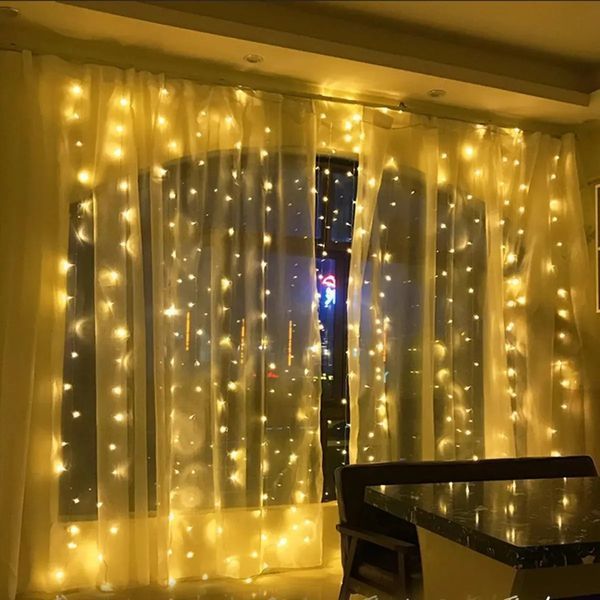 Гирлянда-штора Водопад 3х2 м, 200 LED световой занавес со статическим режимом, теплый белый 220 Вт 00024712 фото
