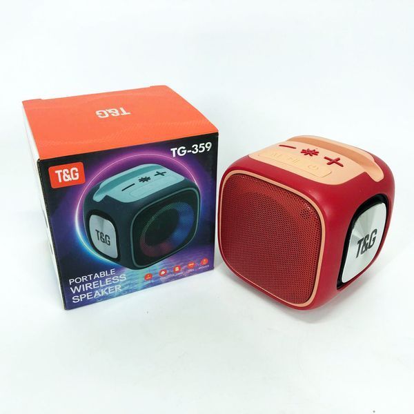 Портативная Bluetooth колонка TG359 7W с RGB подсветкой, Громкая блютуз колонка. Цвет: красный 00017255 фото