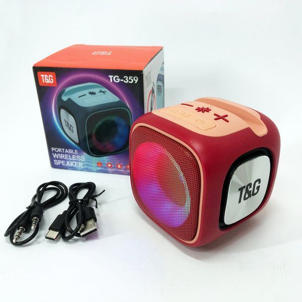 Портативная Bluetooth колонка TG359 7W с RGB подсветкой, Громкая блютуз колонка. Цвет: красный 00017255 фото