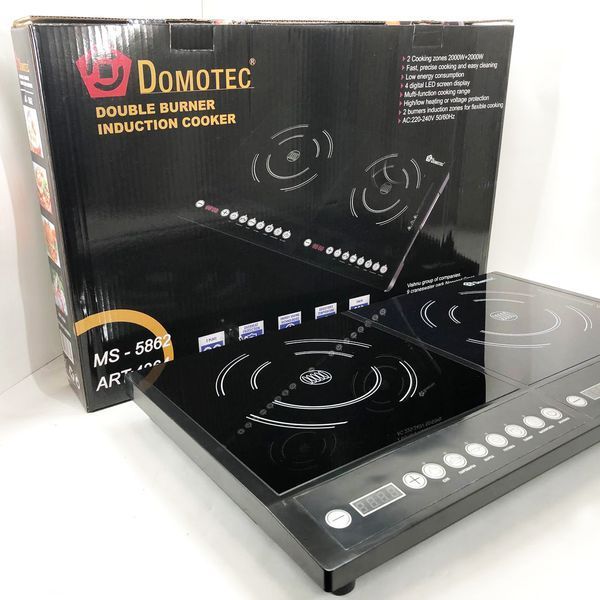 Плита индукционная настольная Domotec MS-5862 4000 Вт, Электрические плиты настольные двухкомфорочные 00019840 фото