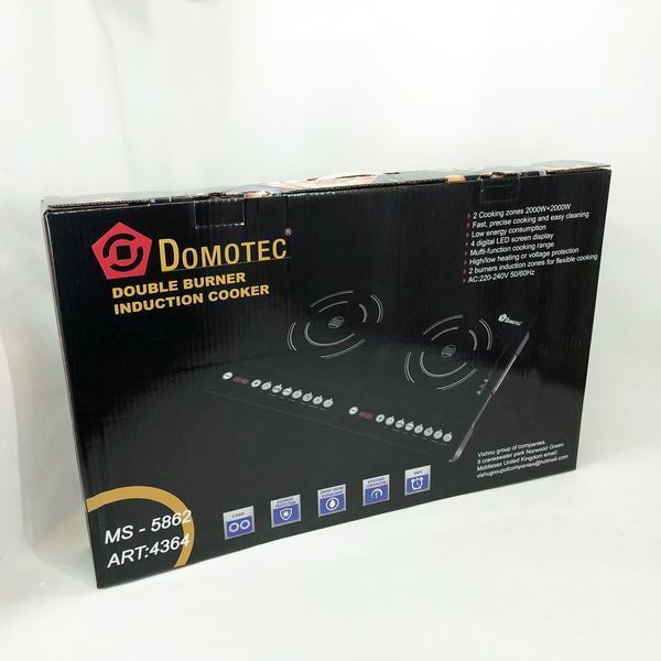Плита индукционная настольная Domotec MS-5862 4000 Вт, Электрические плиты настольные двухкомфорочные 00019840 фото