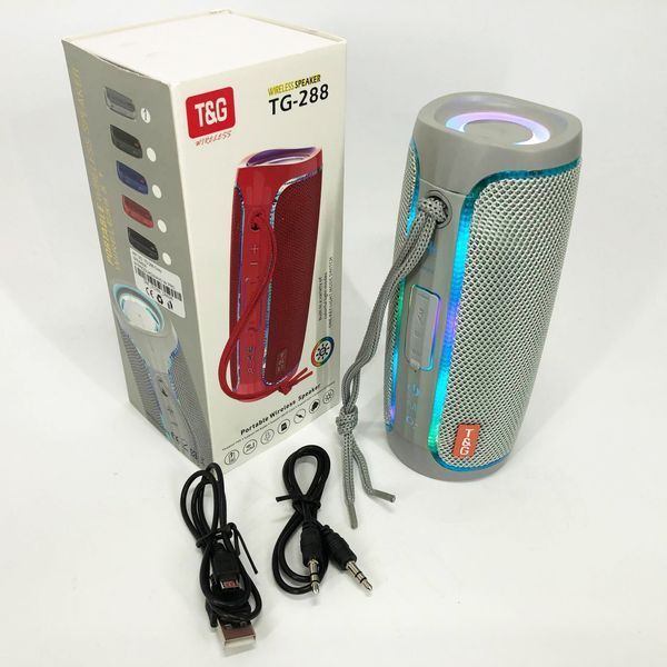 Портативная Bluetooth колонка с LED подсветкой TG288, аккумуляторная колонка для музыки. Цвет: серый 00017652 фото