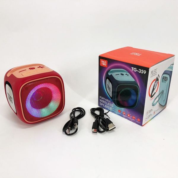 Портативная Bluetooth колонка TG359 7W с RGB подсветкой, Громкая блютуз колонка. Цвет: красный 00017255 фото