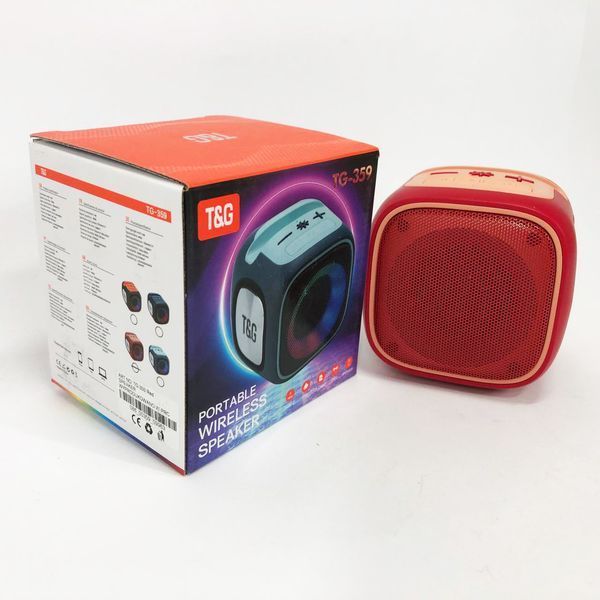 Портативная Bluetooth колонка TG359 7W с RGB подсветкой, Громкая блютуз колонка. Цвет: красный 00017255 фото