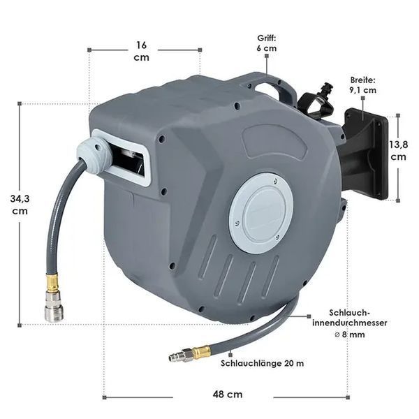 Автоматична садова котушка із шлангом для поливу 1/2" 20 м Powermat PM-ABNW-20M 00013781 фото
