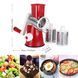 Овощерезка мультислайсер Tabletop Drum Grater Kitchen Master Терка для овощей и фруктов 3 насадки. Цвет: красный 00020135 фото 3