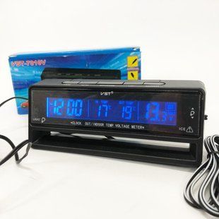 Автомобільний годинник з термометром та вольтметром VST-7010V 00016832 фото