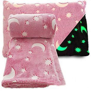 Светящийся в темноте плед плюшевое покрывало Blanket kids Magic Star 150х100 см флисовое одеяло. Цвет: розовый 00012604 фото