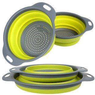 Друшляк силіконовий складаний великий + маленький Collapsible filter baskets 00019246 фото