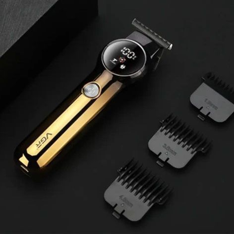 Триммер для бороды и усов VGR V-989. Машинка для стрижки, окантовки керамика+сталь. Цвет: золотой 00015482 фото