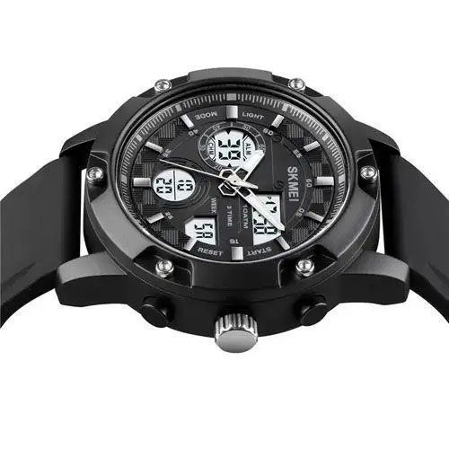 Часы наручные мужские SKMEI 1757BKWT BLACK-WHITE, армейские часы противоударные. Цвет: черный 00022054 фото