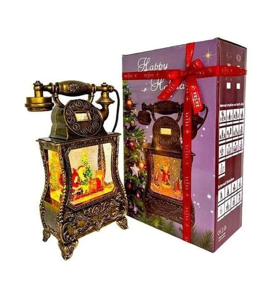 Новогодний фонарь с Санта-Клаусом в форме старинного телефона 814 00024779 фото