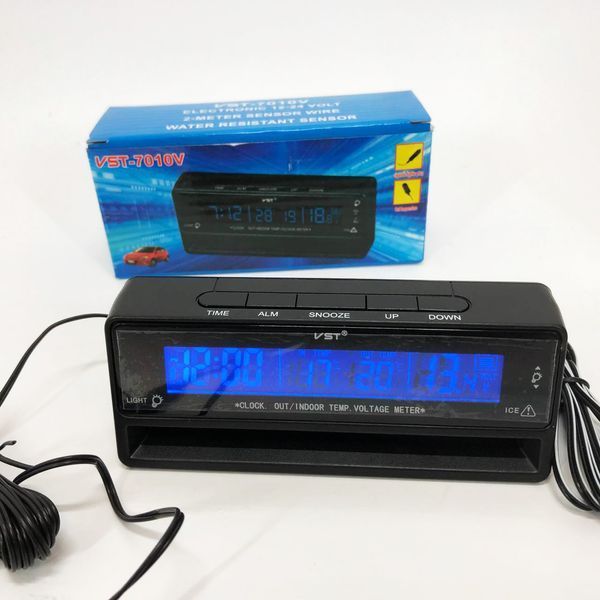 Автомобільний годинник з термометром та вольтметром VST-7010V 00016832 фото