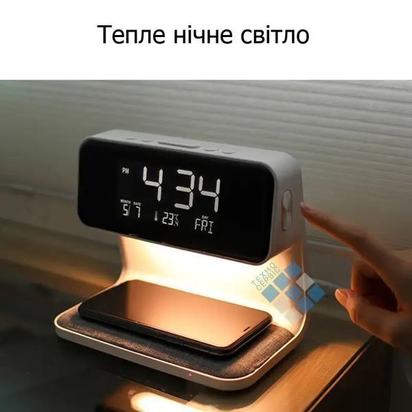 Будильник Holdmay KP-626 із бездротовою зарядкою LED 00017384 фото