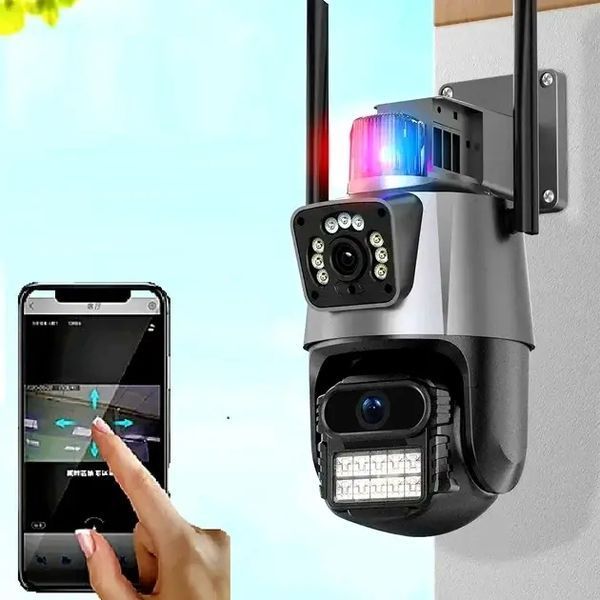 Уличная охранная поворотная wifi камера dual lens zoom 8mp сирена, зум, удаленным доступом онлайн 00017363 фото