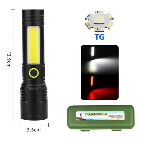 Фонарик BN-537-TG+COB (White+red), Тактичный фонарь ручной, Топ-фонарик, Фонарик полис 00023056 фото