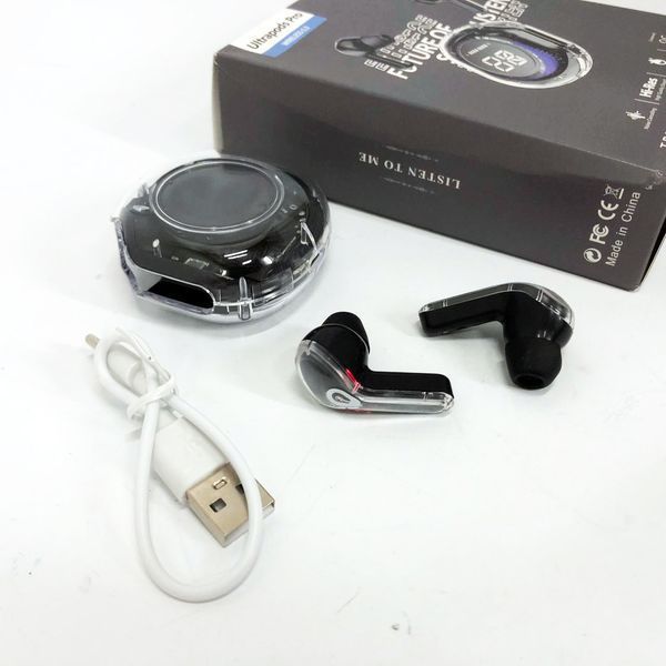 Беспроводные наушники TWS T8 PRO с прозрачным кейсом Вакуумные LED дисплей Bluetooth 5.3. Цвет: черный 00023861 фото