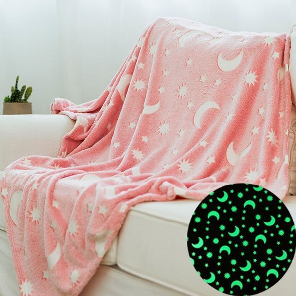 Светящийся в темноте плед плюшевое покрывало Blanket kids Magic Star 150х100 см флисовое одеяло. Цвет: розовый 00012604 фото