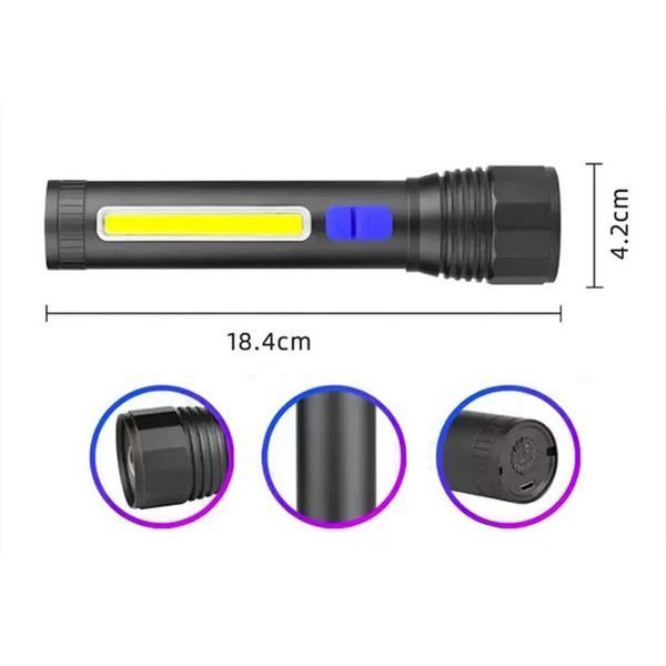 Фонарь ручной аккумуляторный CB-C12-P50-COB, Ручной фонарик led, Водонепроницаемый фонарь 00022943 фото