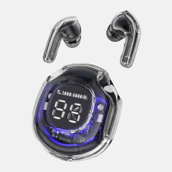 Беспроводные наушники TWS T8 PRO с прозрачным кейсом Вакуумные LED дисплей Bluetooth 5.3. Цвет: черный 00023861 фото
