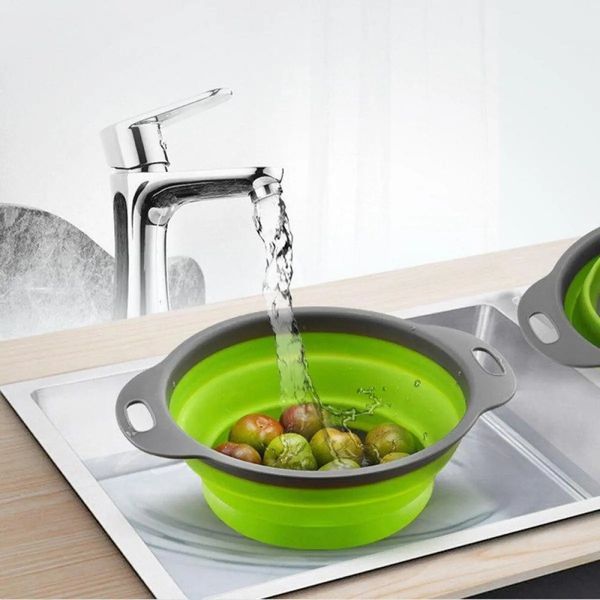 Друшляк силіконовий складаний великий + маленький Collapsible filter baskets 00019246 фото