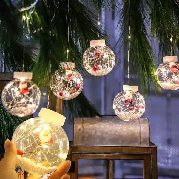Гірлянда завіса штора кулі з наповненням дід мороз, 3м, 10 куль led usb 00024710 фото