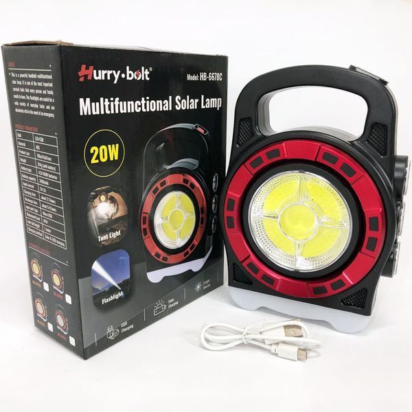 Переносной фонарь прожектор 6678С-3LED+5COB с солнечной панелью и функцией Power Bank, ручной прожектор 00022880 фото