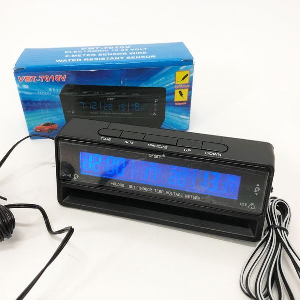 Автомобільний годинник з термометром та вольтметром VST-7010V 00016832 фото
