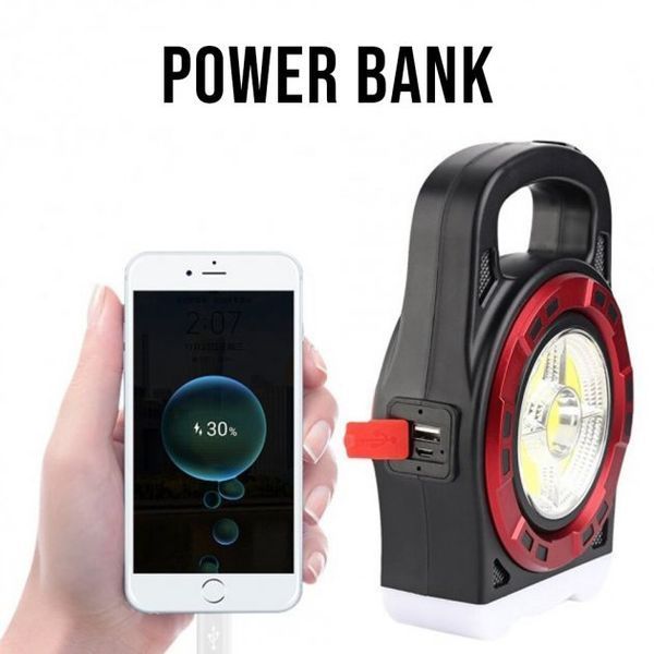 Переносной фонарь прожектор 6678С-3LED+5COB с солнечной панелью и функцией Power Bank, ручной прожектор 00022880 фото
