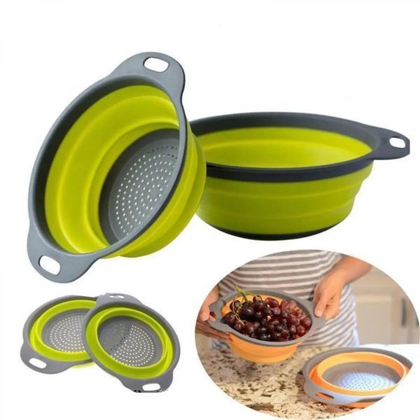 Друшляк силіконовий складаний великий + маленький Collapsible filter baskets 00019246 фото