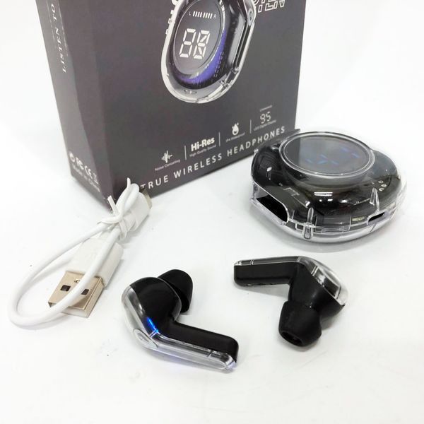 Беспроводные наушники TWS T8 PRO с прозрачным кейсом Вакуумные LED дисплей Bluetooth 5.3. Цвет: черный 00023861 фото