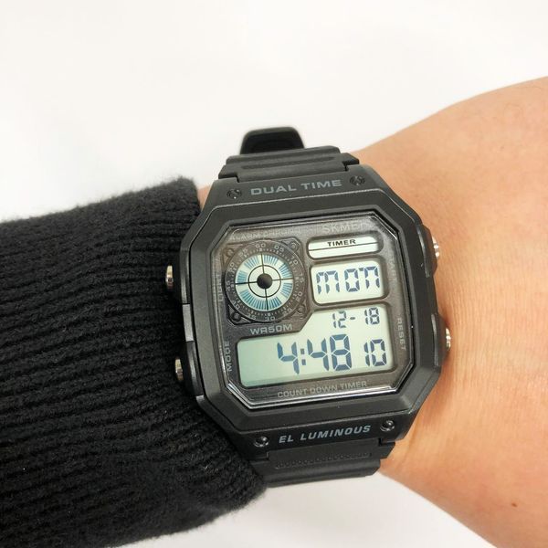 Часы наручные мужские SKMEI 1299BK, часы наручные электронные тактические, часы для военнослужащих 00022081 фото