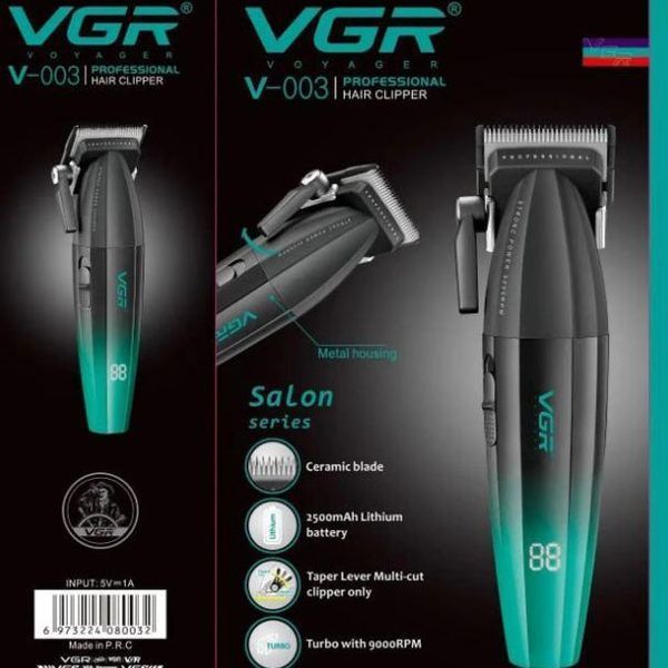 Машинка для стрижки волос аккумуляторная Professional Turbo с разными насадками VGR V-003. Цвет: зеленый 00014482 фото