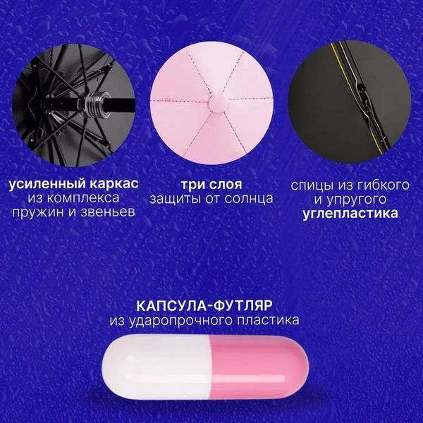 Компактный зонтик в капсуле-футляре Розовый, маленький зонт в капсуле. Цвет: розовый 00018309 фото