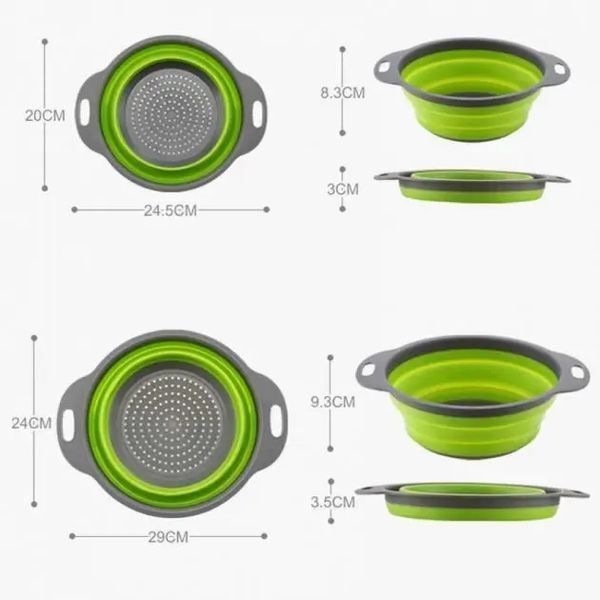 Друшляк силіконовий складаний великий + маленький Collapsible filter baskets 00019246 фото
